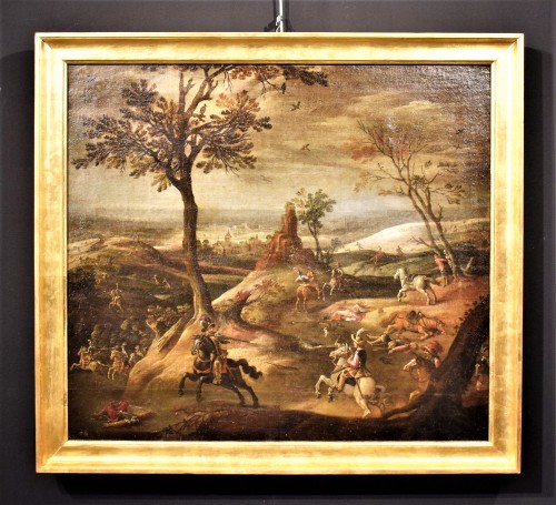 &quot;Assault on the village&quot; Flemish master of the17th century - Paintings & Drawings Style Louis XIV